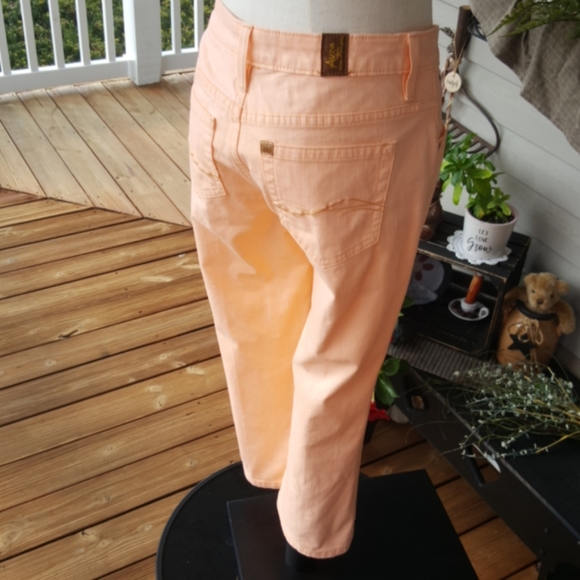 AURA ♡ Gorgeous Vintage Thick Cotton Peachy Orange Cropped Pant Capris 2P Avg - Picture 3 of 17
